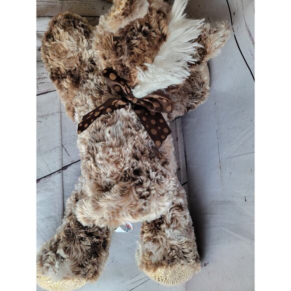 Hug & Luv Brown Horse Stuffed Animal Plush Laying Down 18 Inches Gold Shimmer - Picture 8 of 9